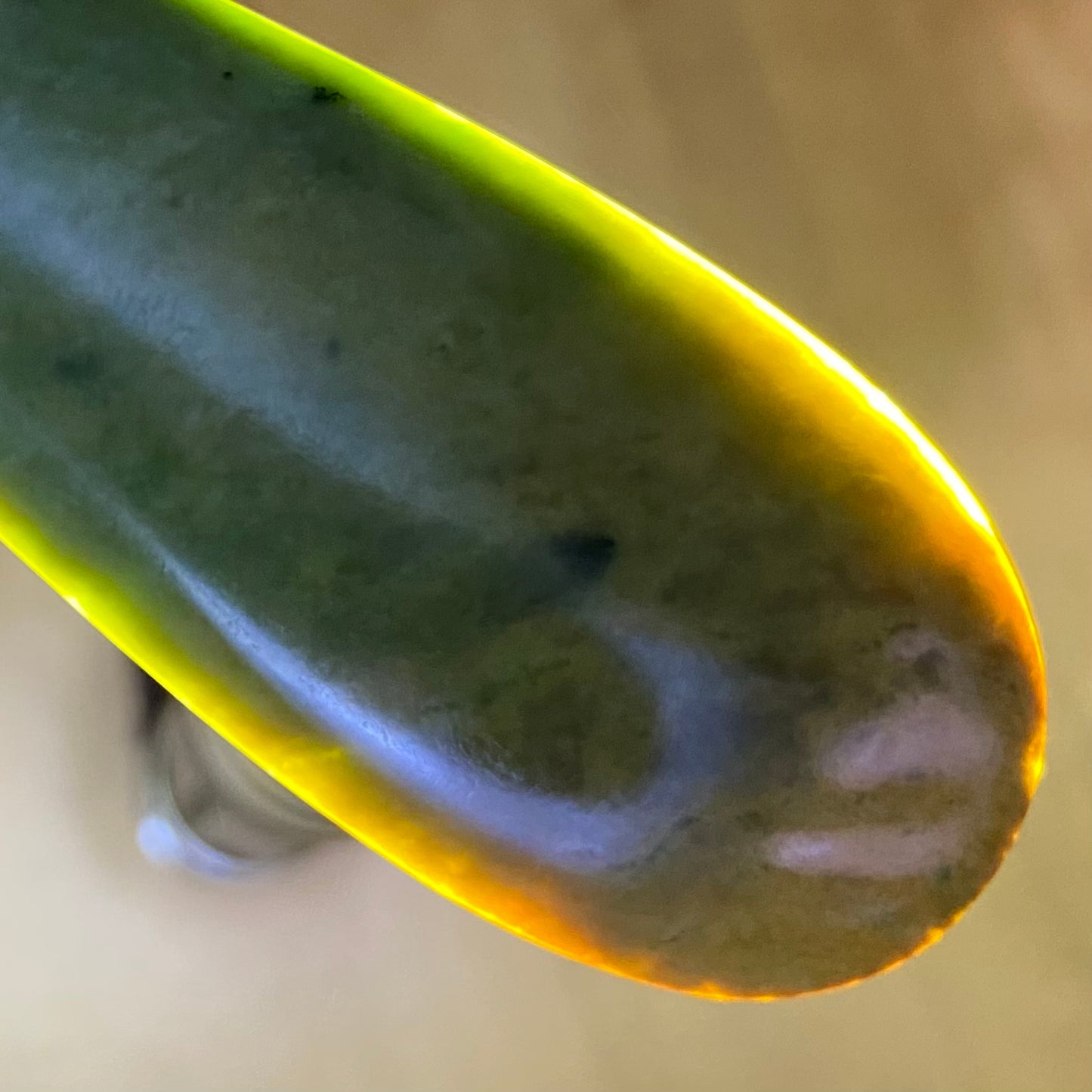Mere pendant hand-carved from New Zealand Marsden Flower jade pounamu (greenstone). Translucency.
