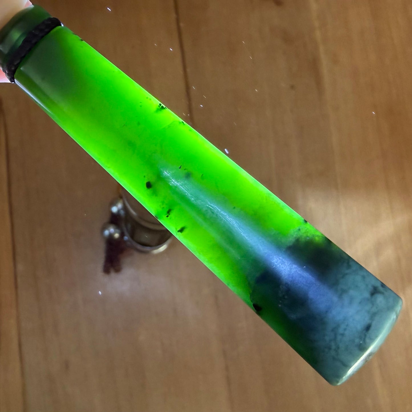Pounamu toki from New Zealand Kawakawa pounamu (greenstone). Translucency.