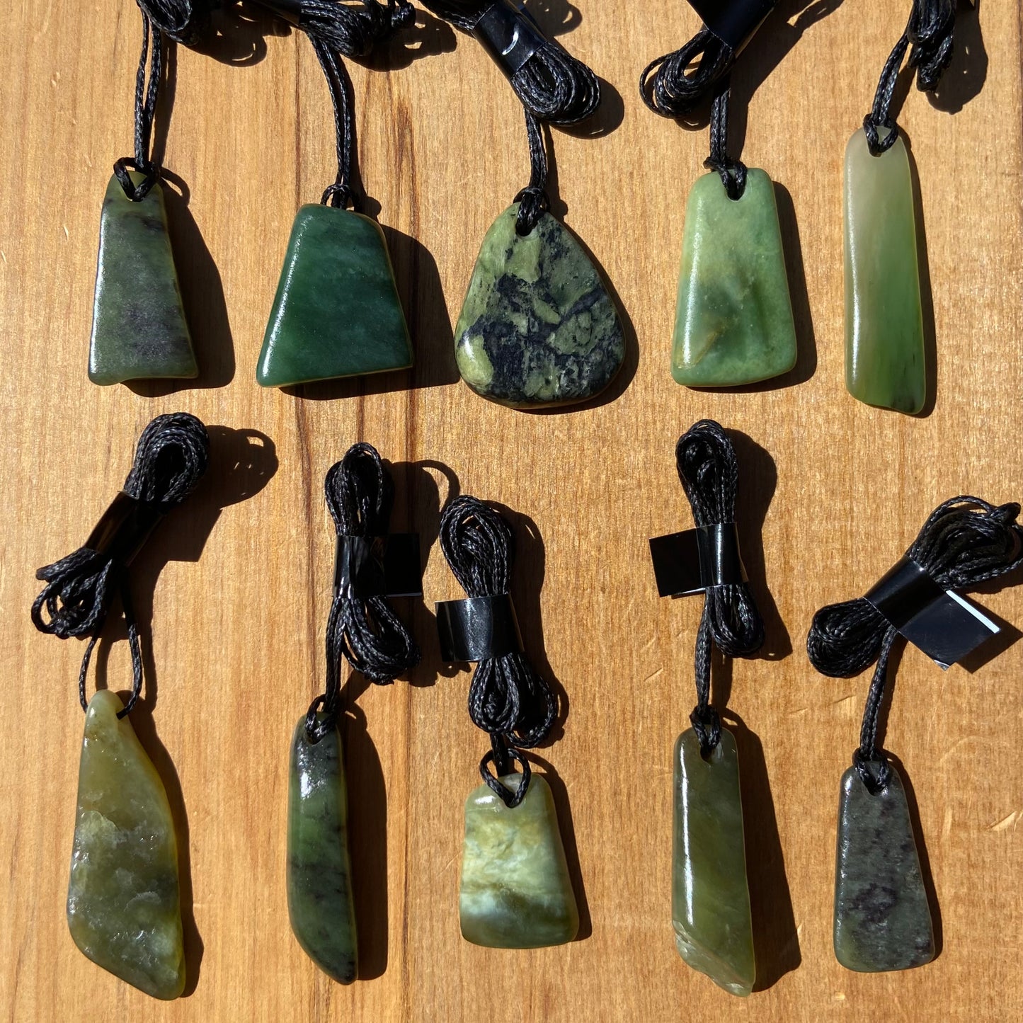 Tumbled NZ Pounamu pendants, bulk set of 10 pieces.