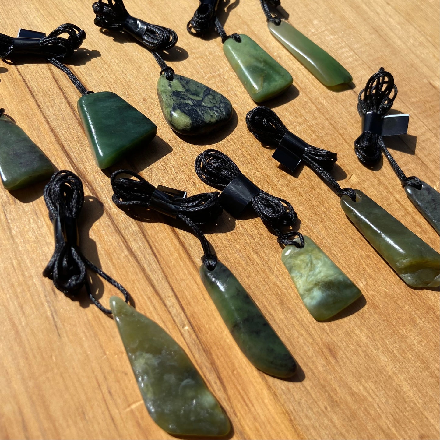 Tumbled NZ Pounamu pendants, bulk set of 10 pieces.