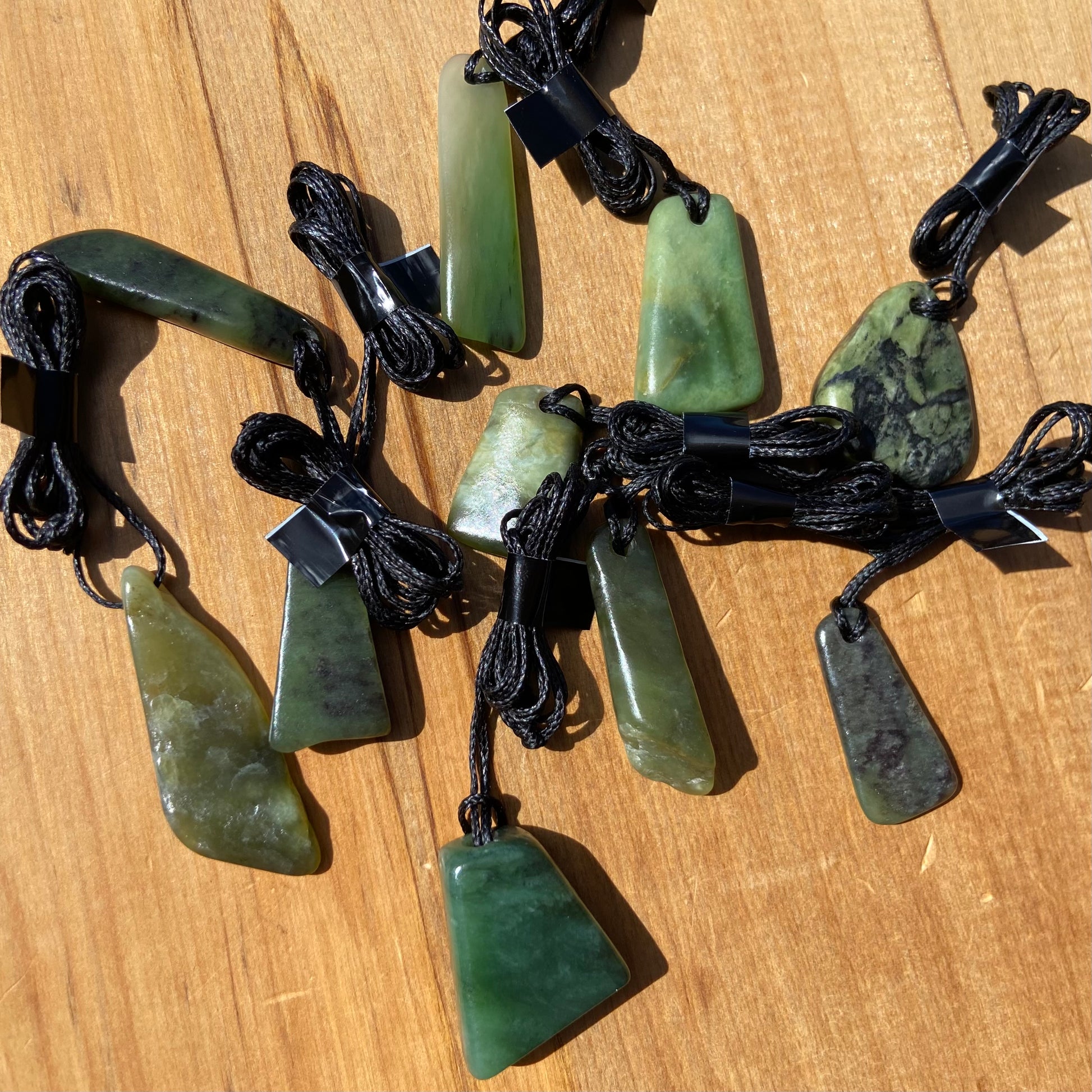 Tumbled NZ Pounamu pendants, bulk set of 10 pieces.