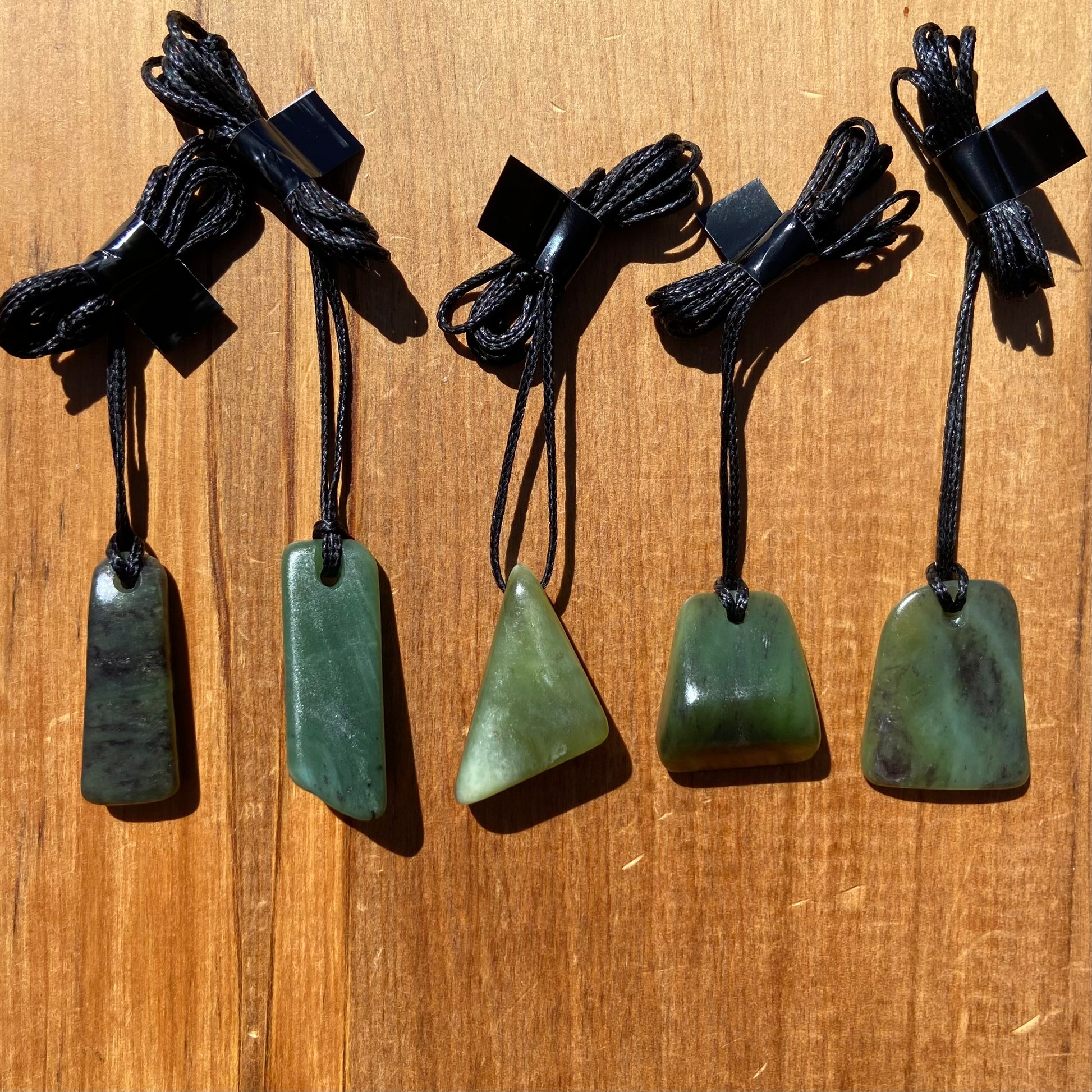Tumbled NZ Pounamu pendants, bulk set of 5 pieces.