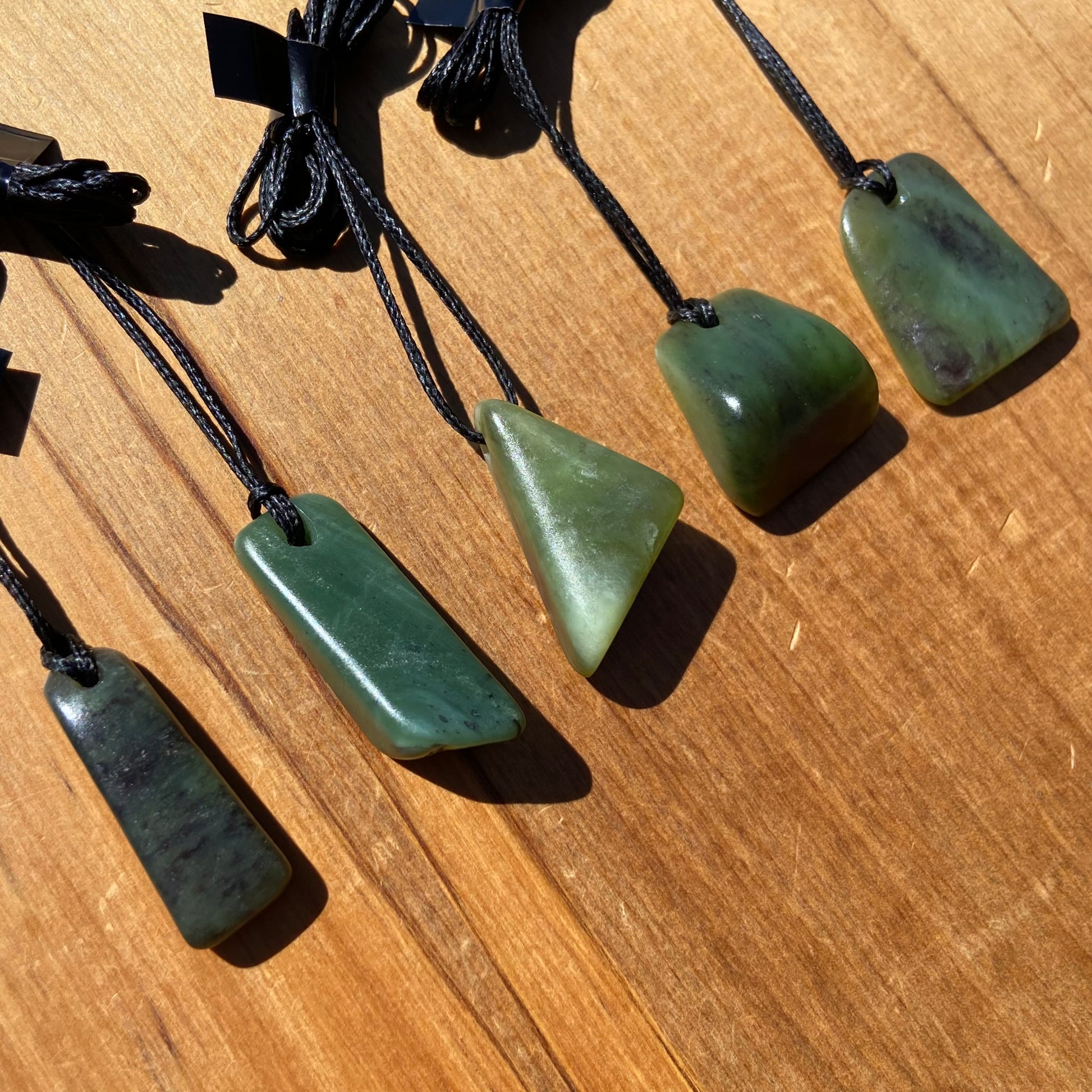 Tumbled NZ Pounamu pendants, bulk set of 5 pieces.