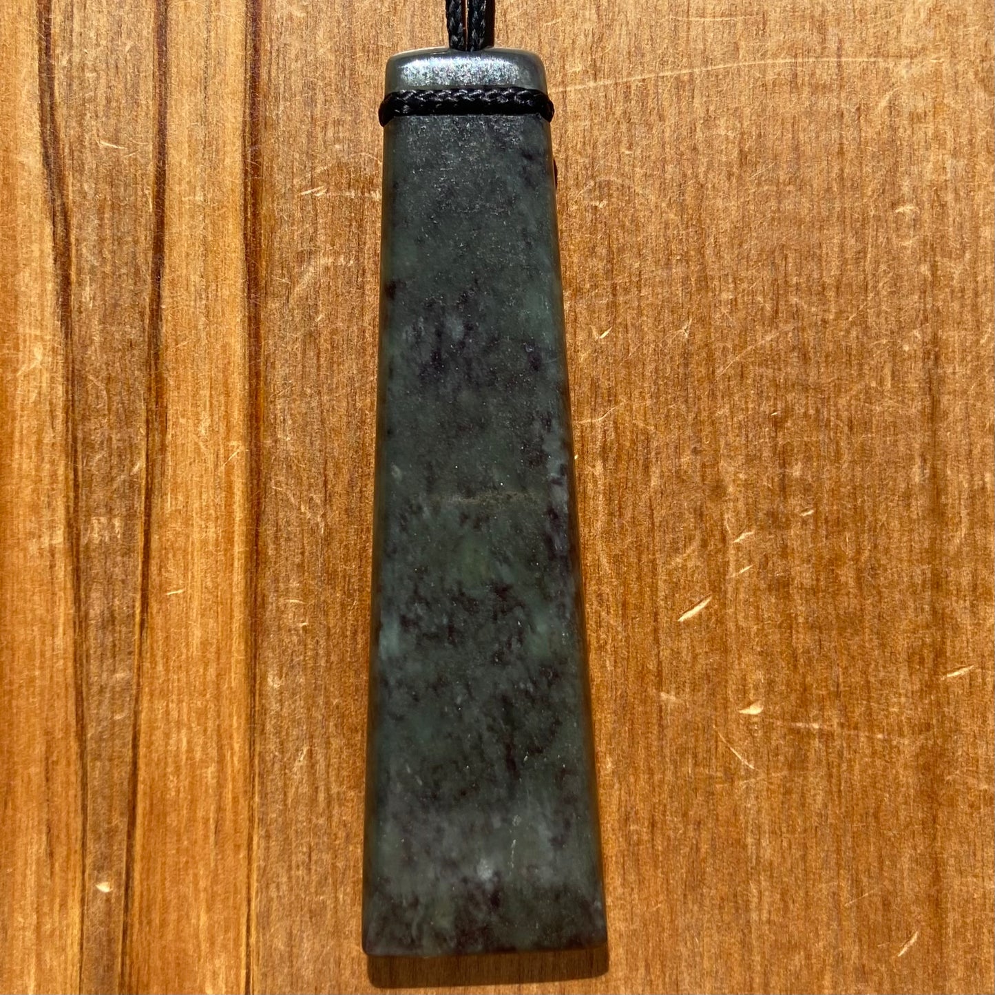 Pounamu toki from New Zealand Totoweka pounamu (greenstone). Front.
