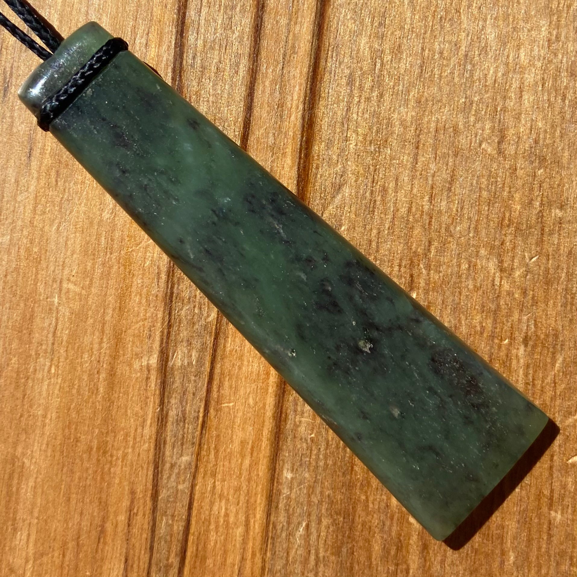Pounamu toki from New Zealand Kawakawa pounamu (greenstone). Front.