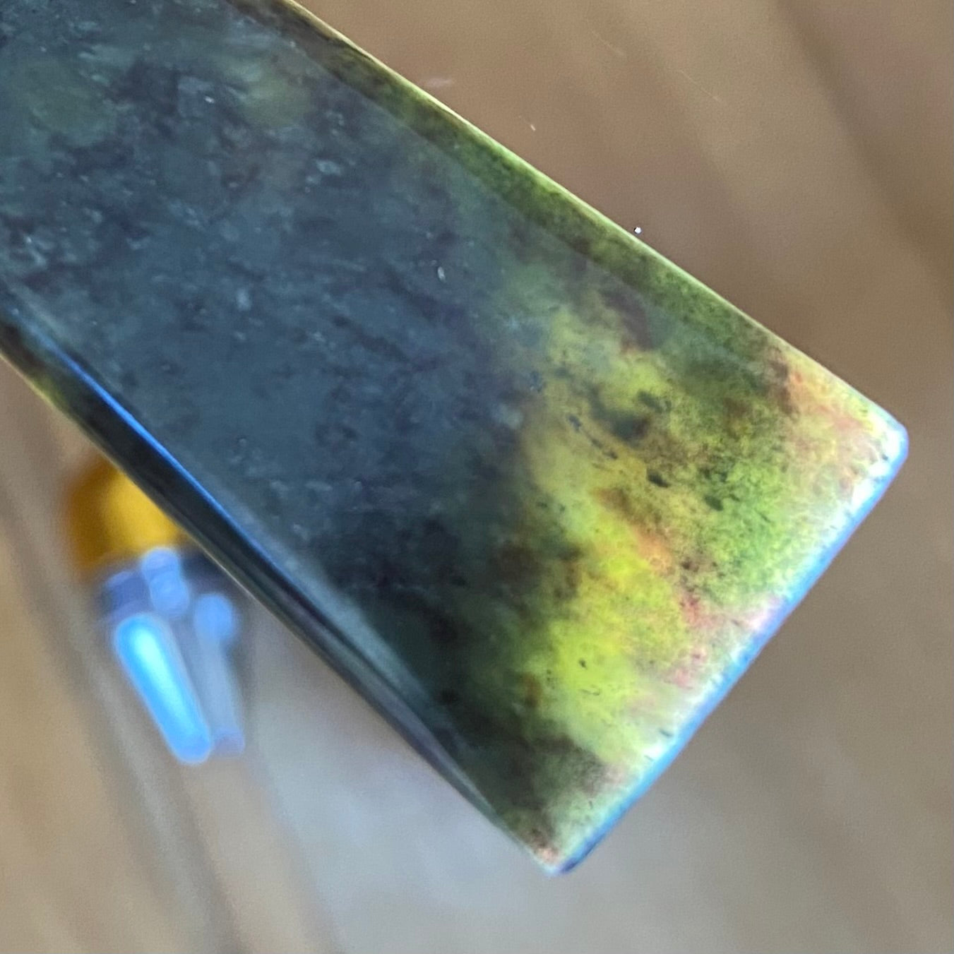 Pounamu toki from New Zealand Totoweka pounamu (greenstone). Translucency.