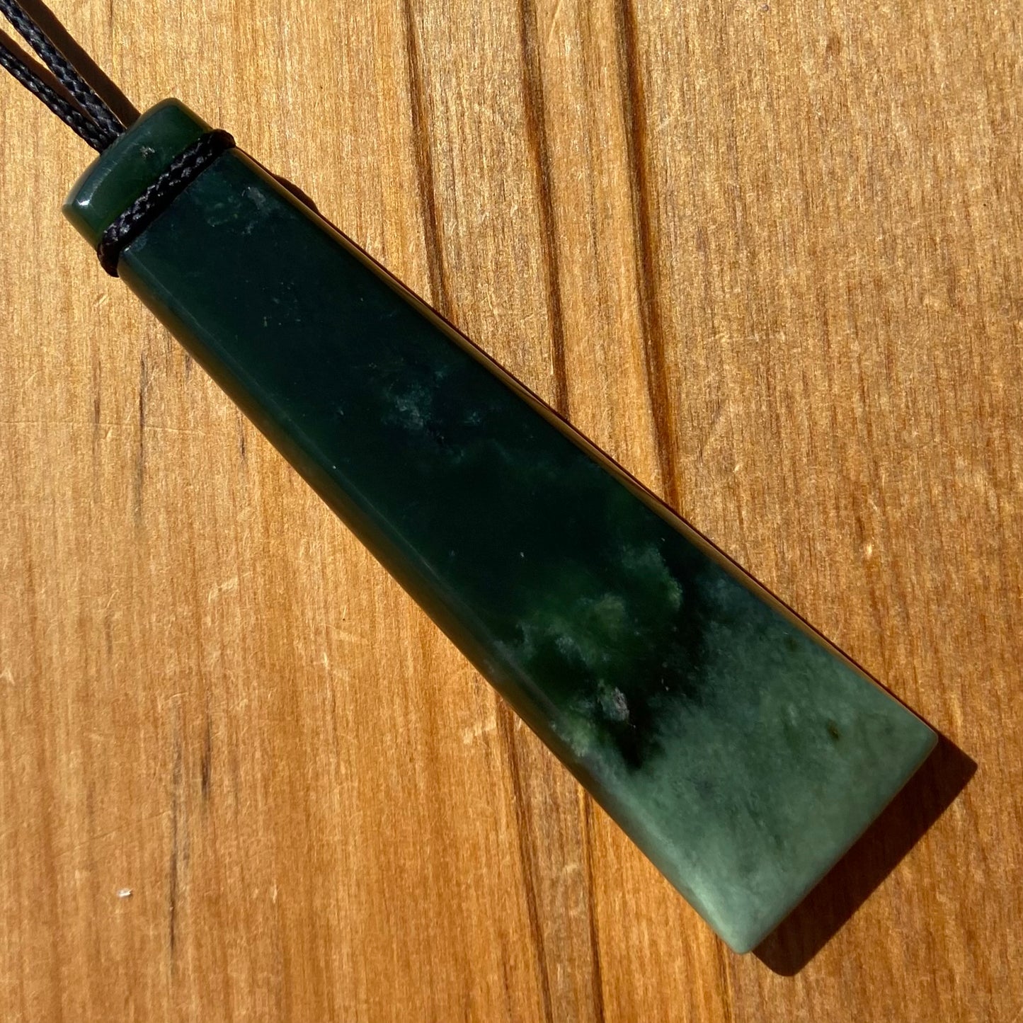 Pounamu toki from New Zealand Kawakawa pounamu (greenstone). Front.